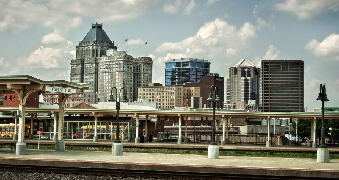 Greensboro train station in downtown Greensboro, North Carolina