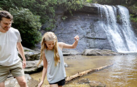 Father and daughter at Silver Run Falls.