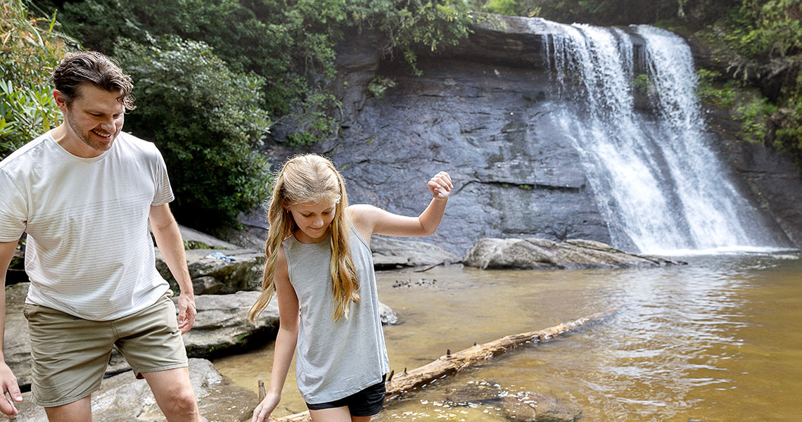 Father and daughter at Silver Run Falls.