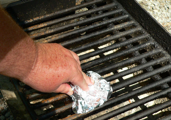 cleaning the grill