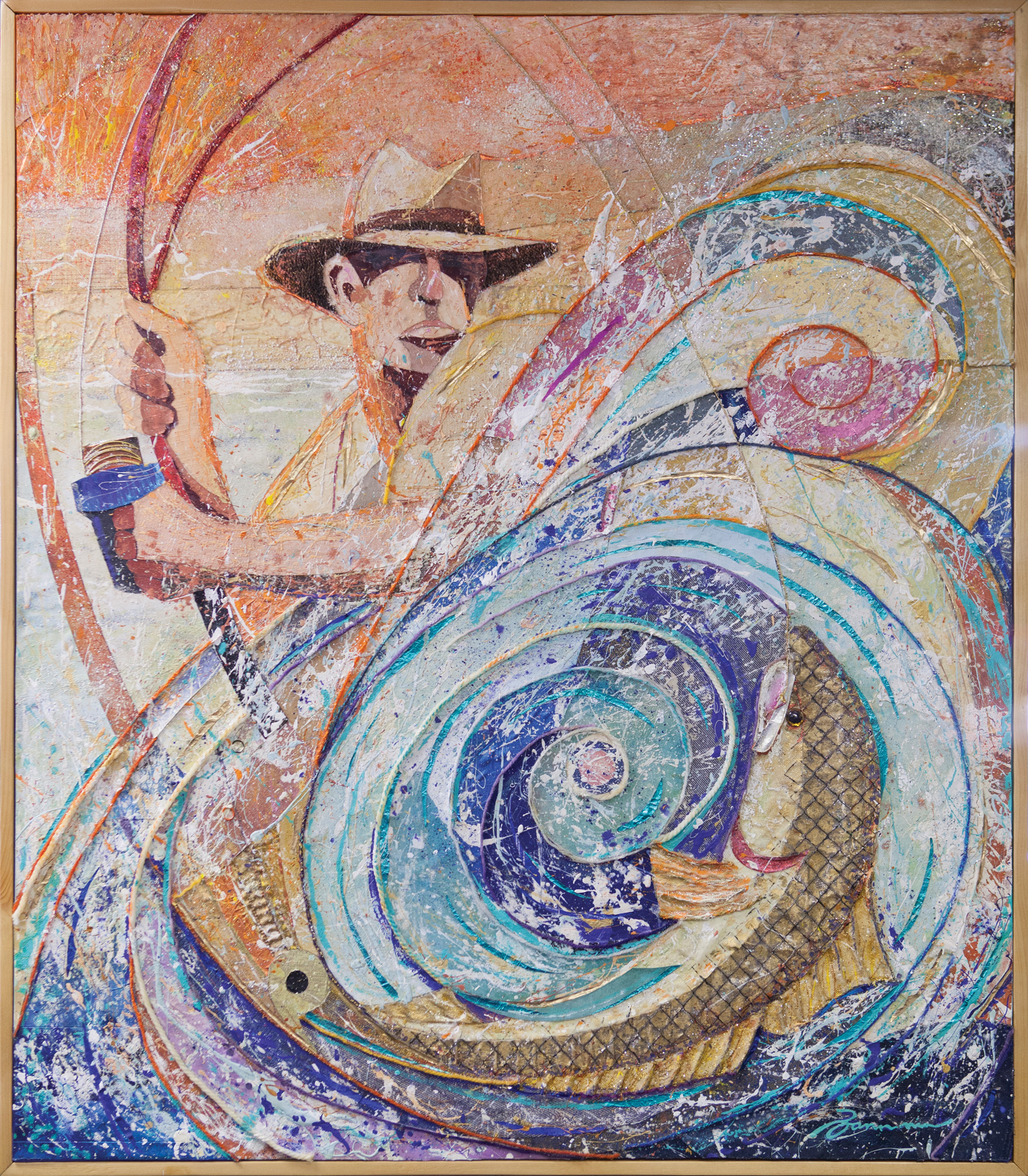 His annual trips to Lea Island, where he fishes for red drum, inspired the piece above. 