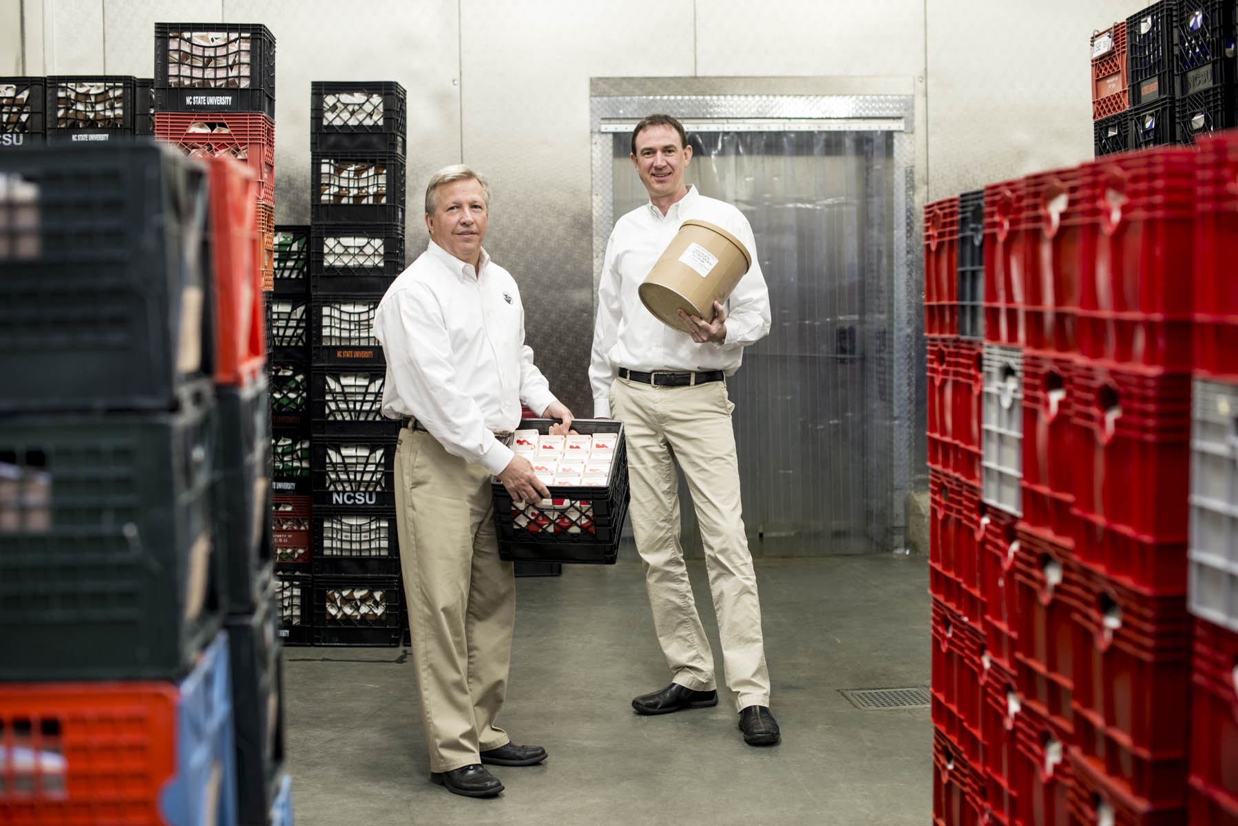 After the milk is collected and processed, Gary Cartwright and Carl Hollifield oversee its sale on campus.