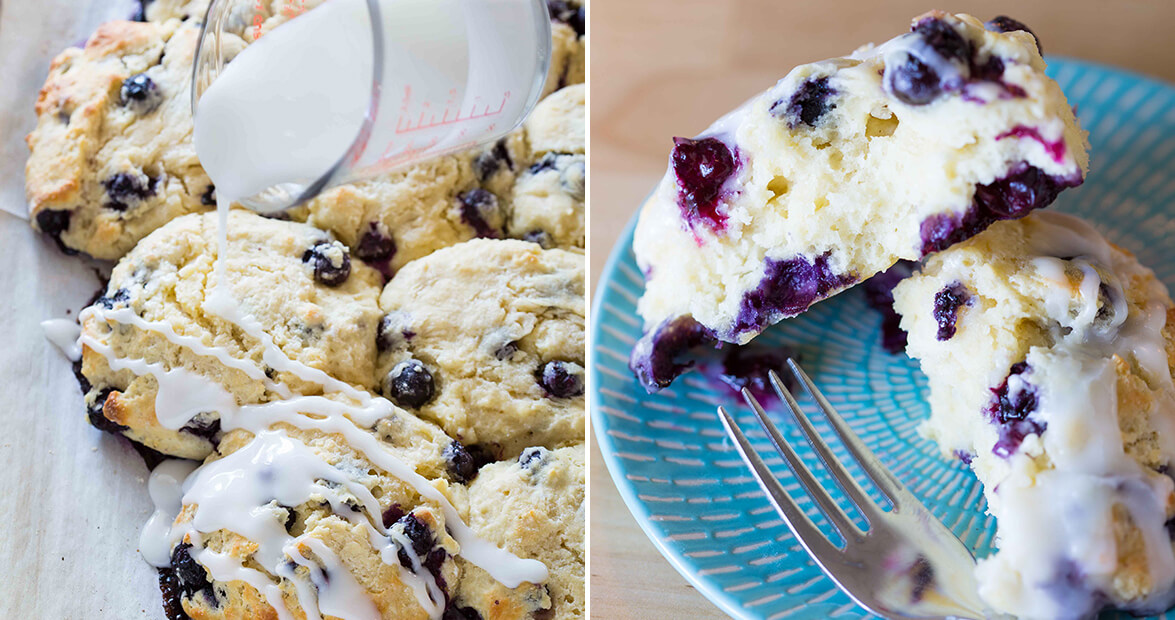 blueberry biscuits almond glaze