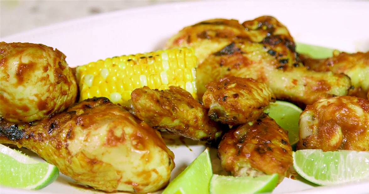 Sweet and Tangy Barbecue Chicken with Grilled Corn