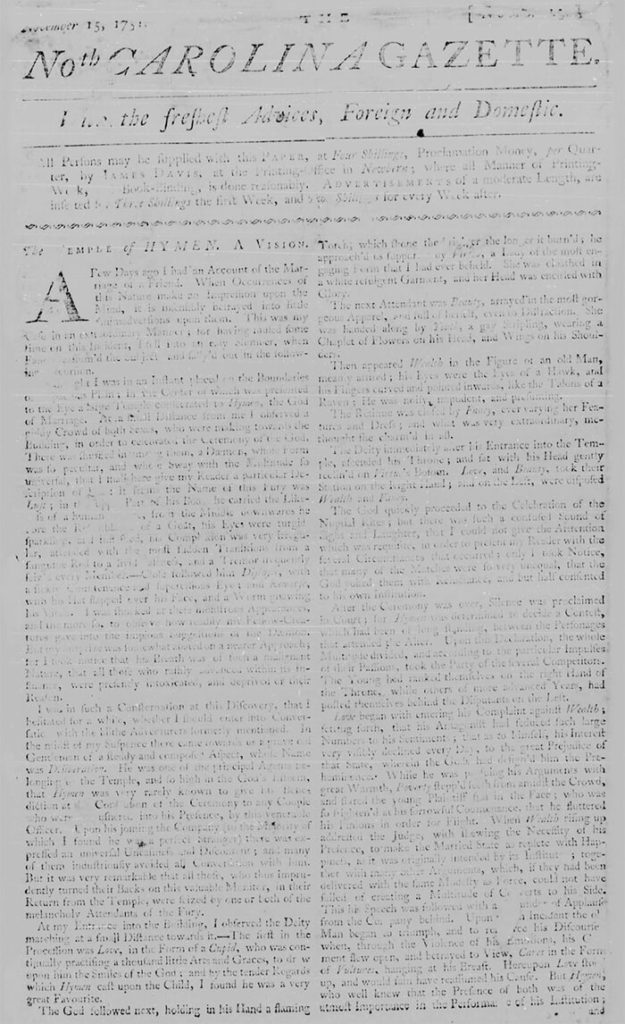 The History of the North Carolina Gazette, Our State's First Newspaper ...