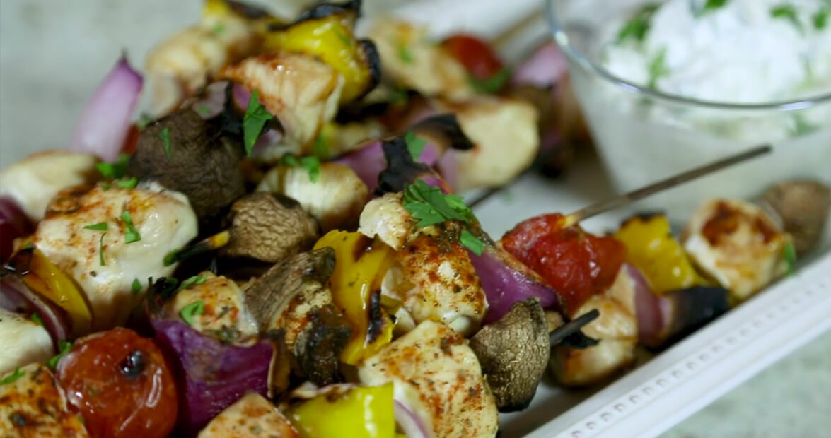 Blackened Chicken Kebobs with Tzatziki Sauce