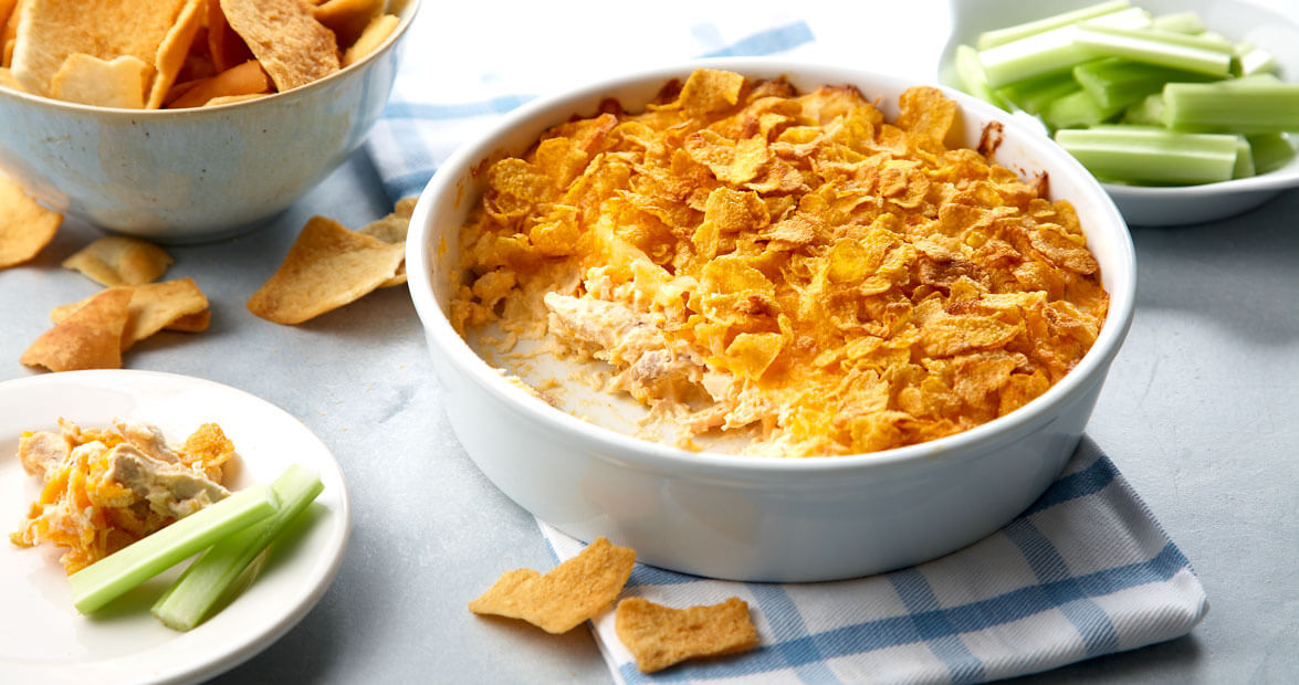 Crock of buffalo chicken dip