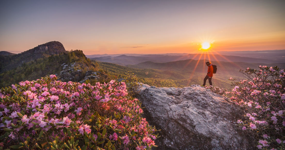 Hiker at Linville Gorge
