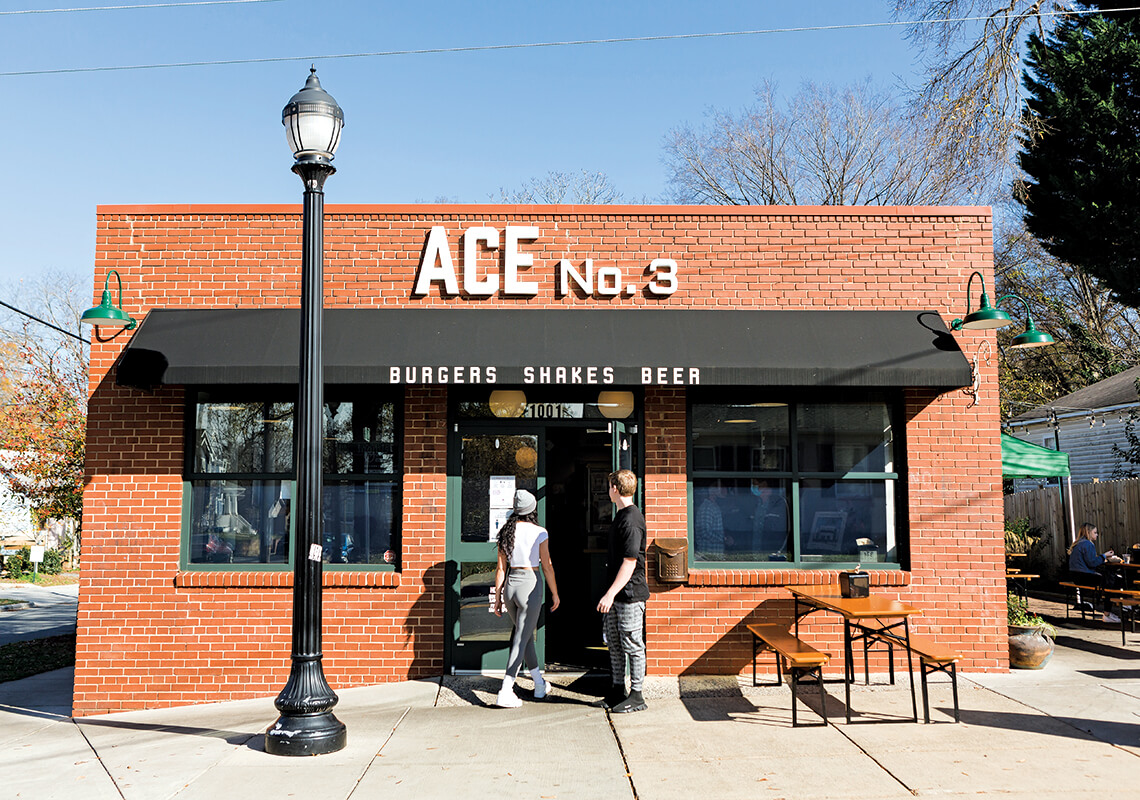 Customers walk into front doors of ACE No. 3.