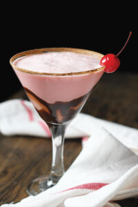 Sweet chocolate cocktail in martini glass.