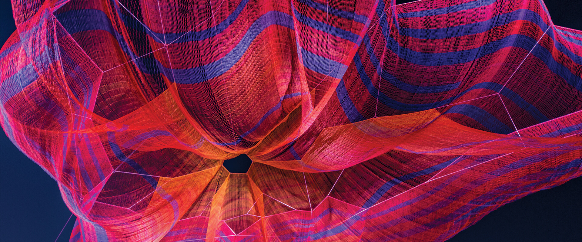 Janel Echelman's net sculpture at Lebauer Park.