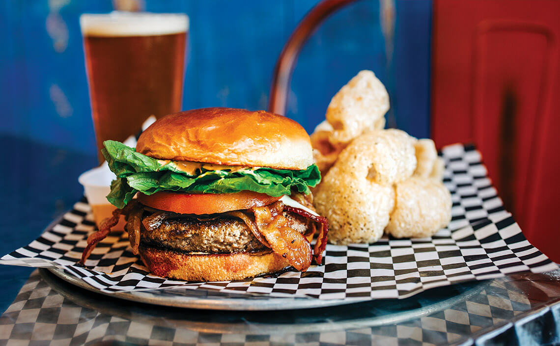 Delicious burger from Blue Cow Grille.