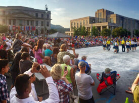 People dancing for the Waynesville Mountain Street Dance