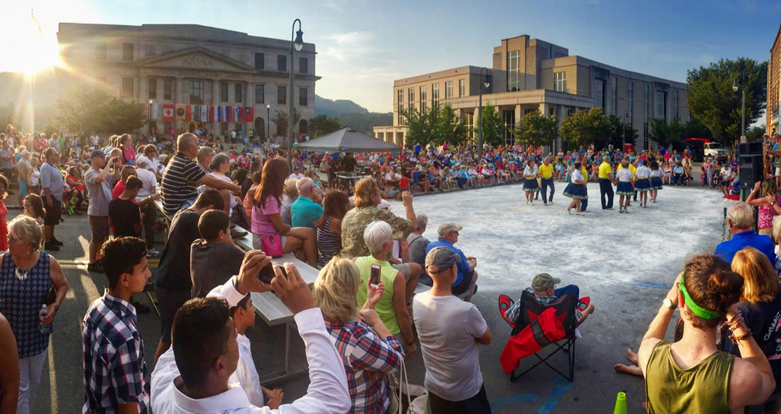 People dancing for the Waynesville Mountain Street Dance