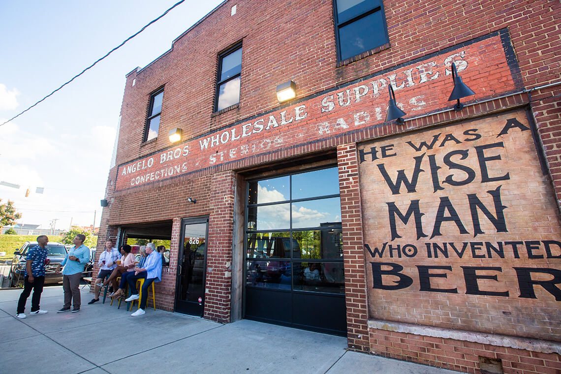 Wise Man Brewing, a Winston-Salem brewery, is located in a renovated 1929 warehouse.