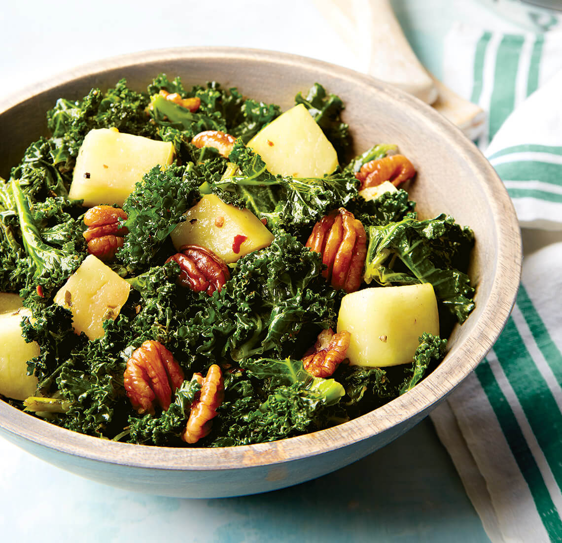Kale, apple, and pecan salad