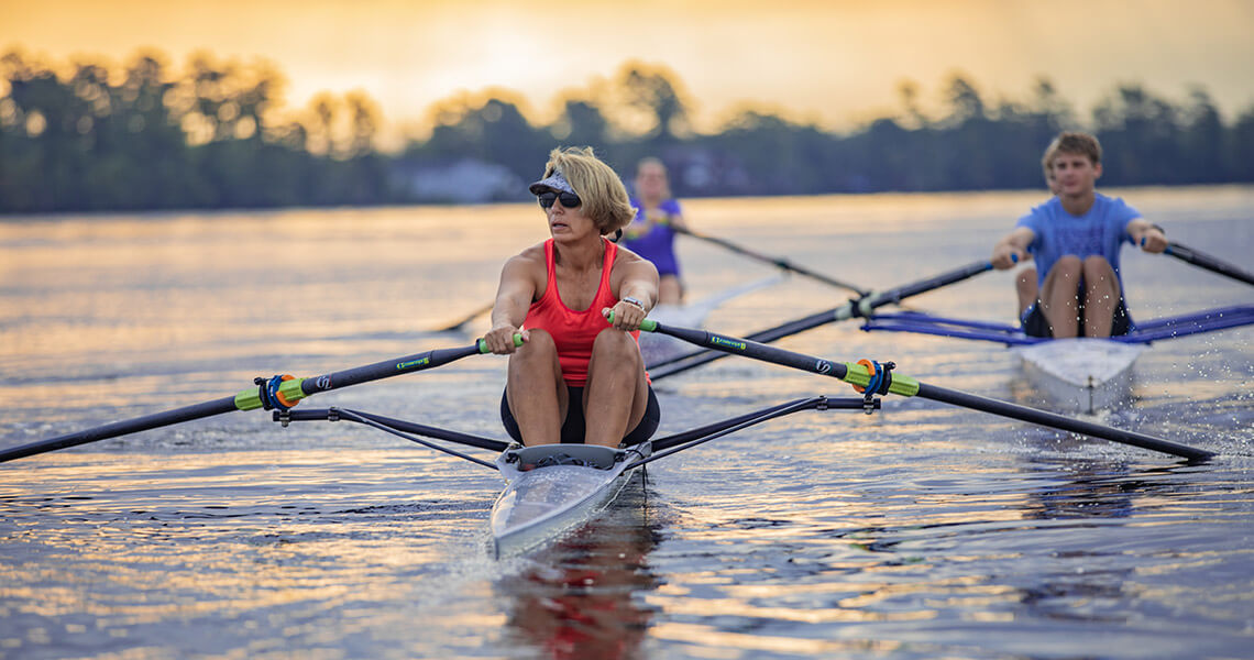 Rowers along the Pasquotank River in Elizabeth City