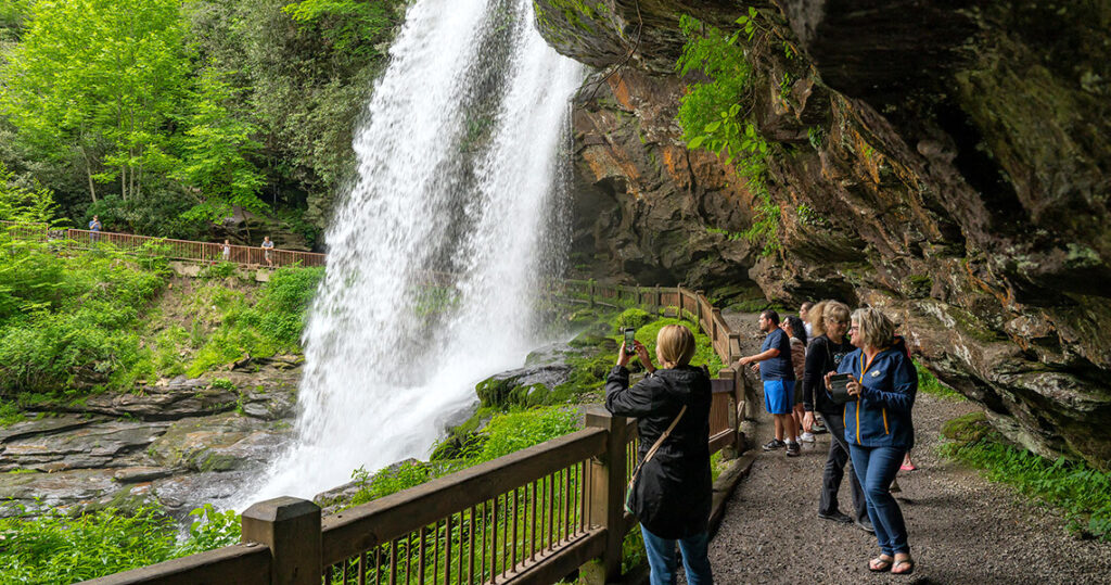 Hikers visit Dry Falls in Franklin County.