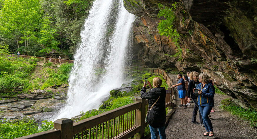 Hikers visit Dry Falls in Franklin County.