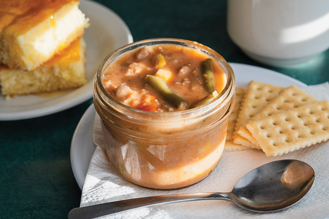 Brunswick stew and cornbread from BJ's Carolina Cafe.