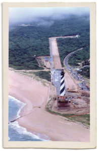 Erosion around the iconic Cape Hatteras Light in the late 1980s.