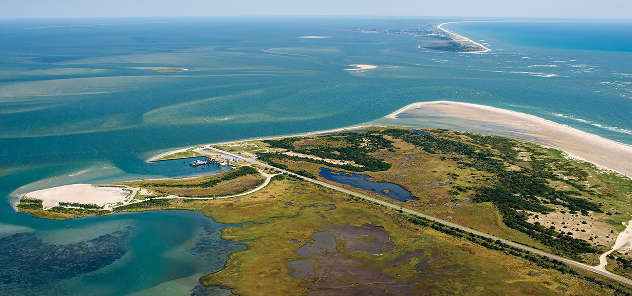 Land meets water at Hatteras Inlet in North Carolina's Outer Banks