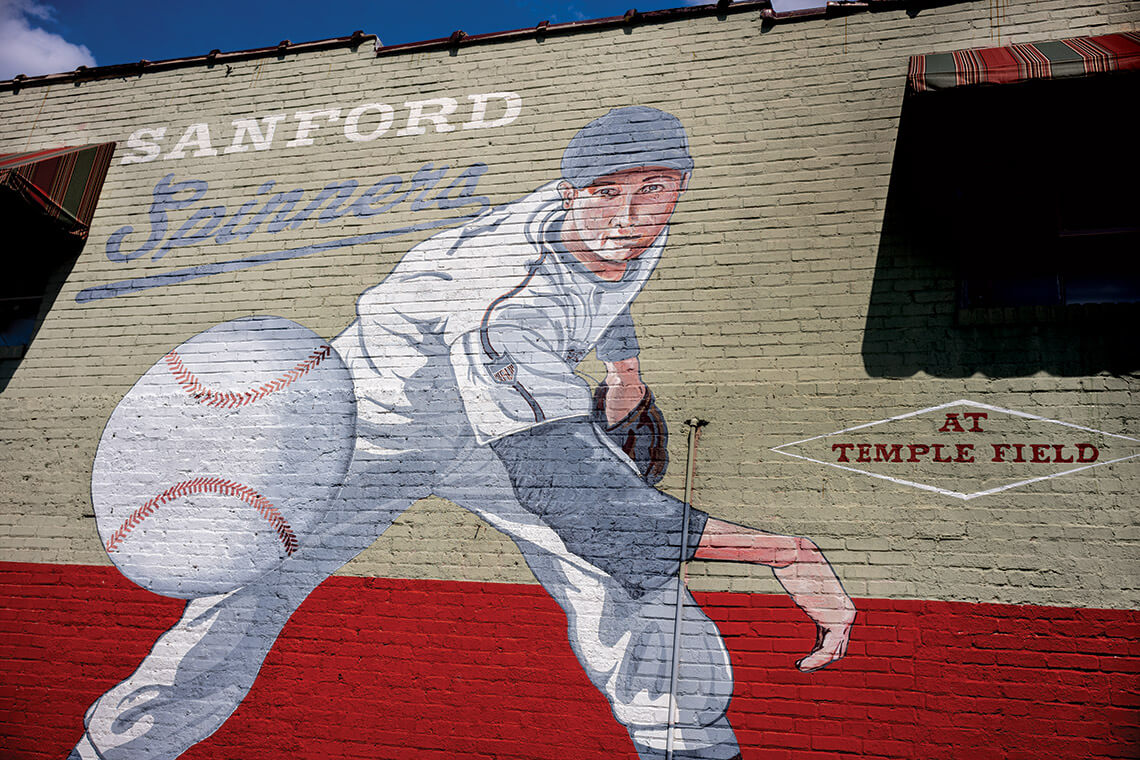 Mural of the Sanford Spinners Baseball team.