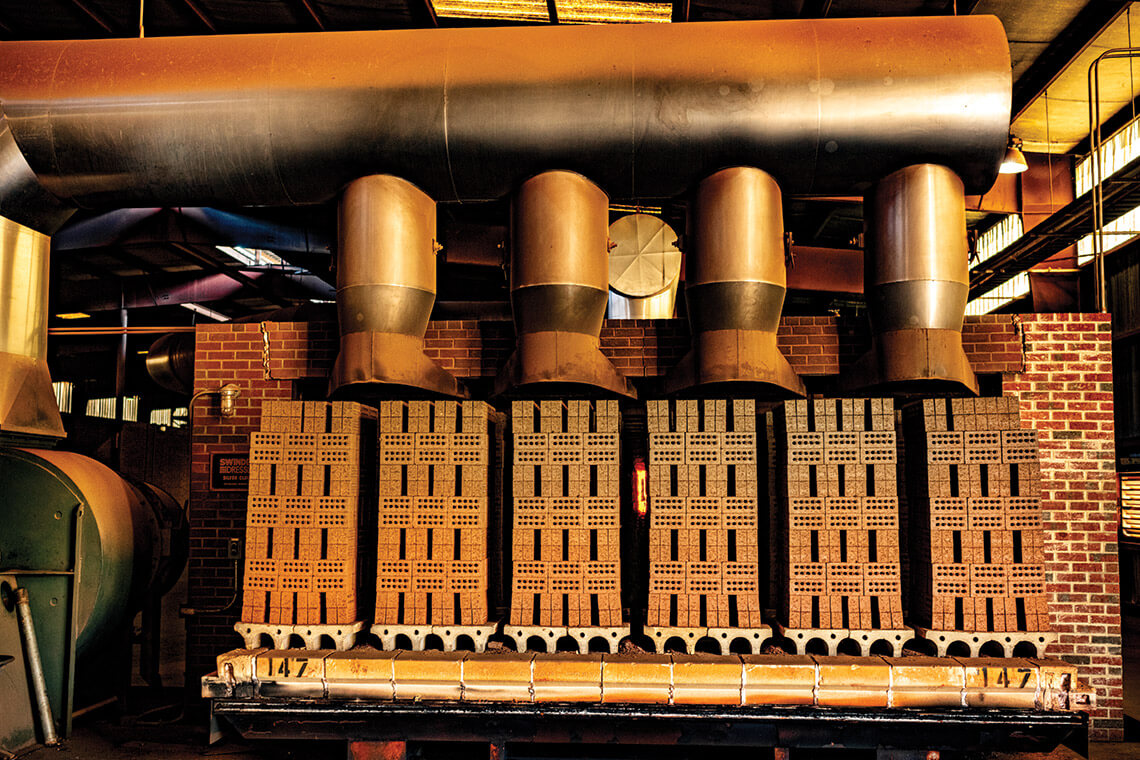 Bricks emerge as fully formed blocks at the Lee Brick & Tile in Sanford, North Carolina.