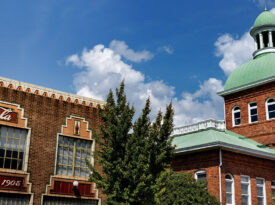 Red brick buildings in downtown Sanford, North Carolina.