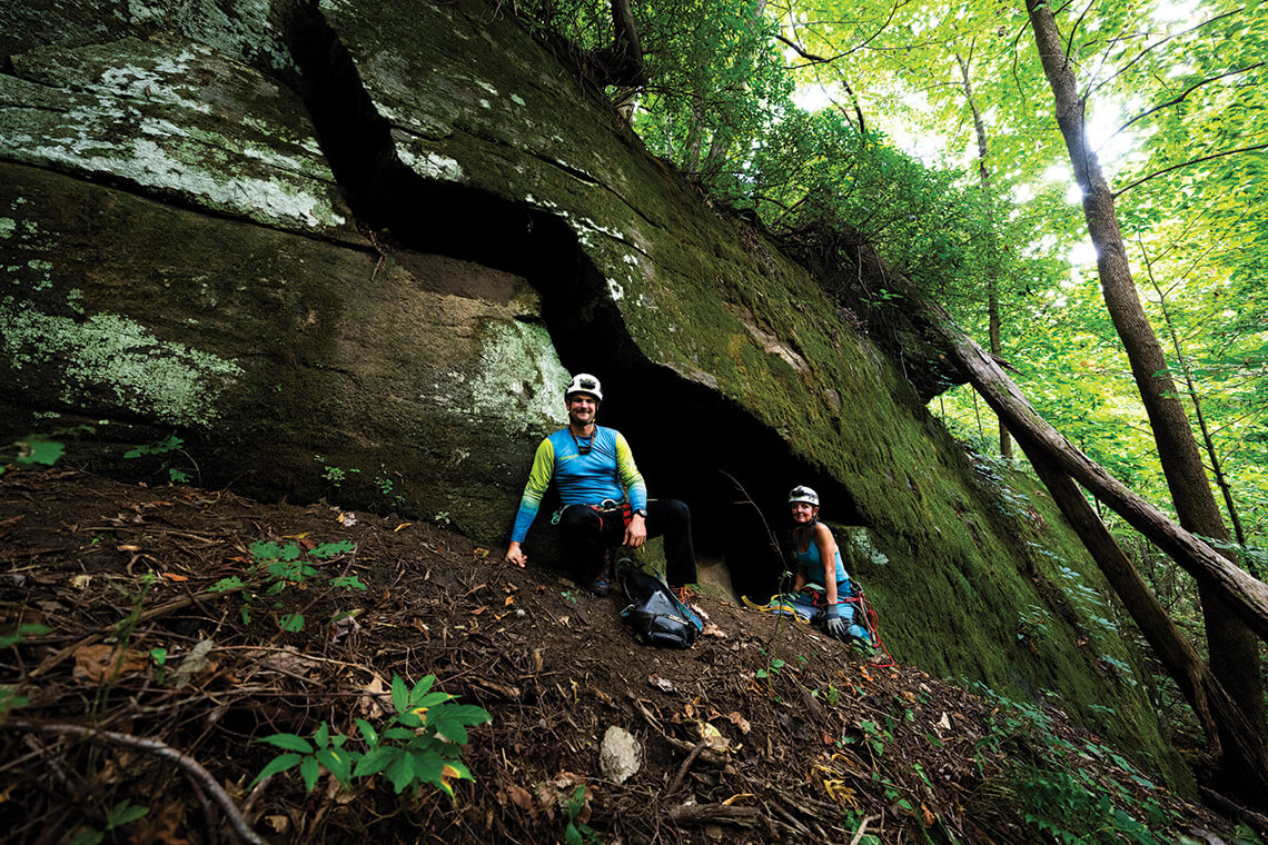 Zach Lemcke and Kimberly Lughart explore caves in western North Carolina