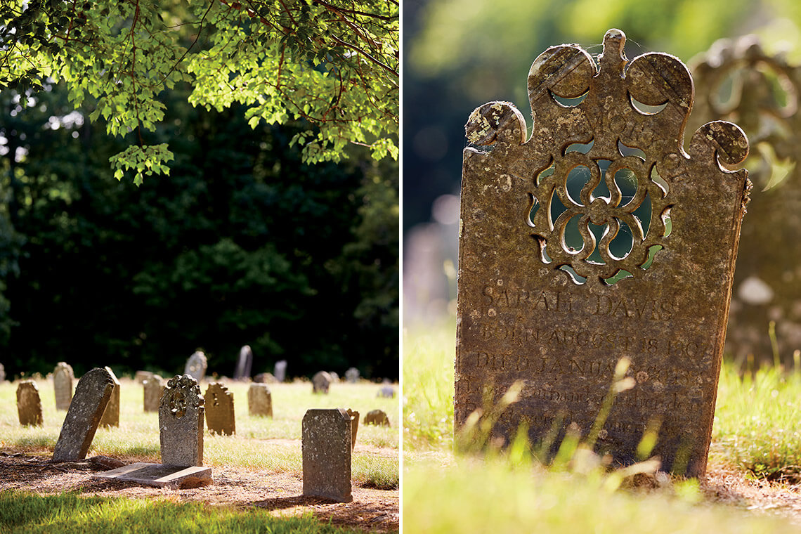 Tombstones at the Abbotts Creek Primitive Baptist Church Cemetery, one of the North Carolina cemeteries in Davidson County