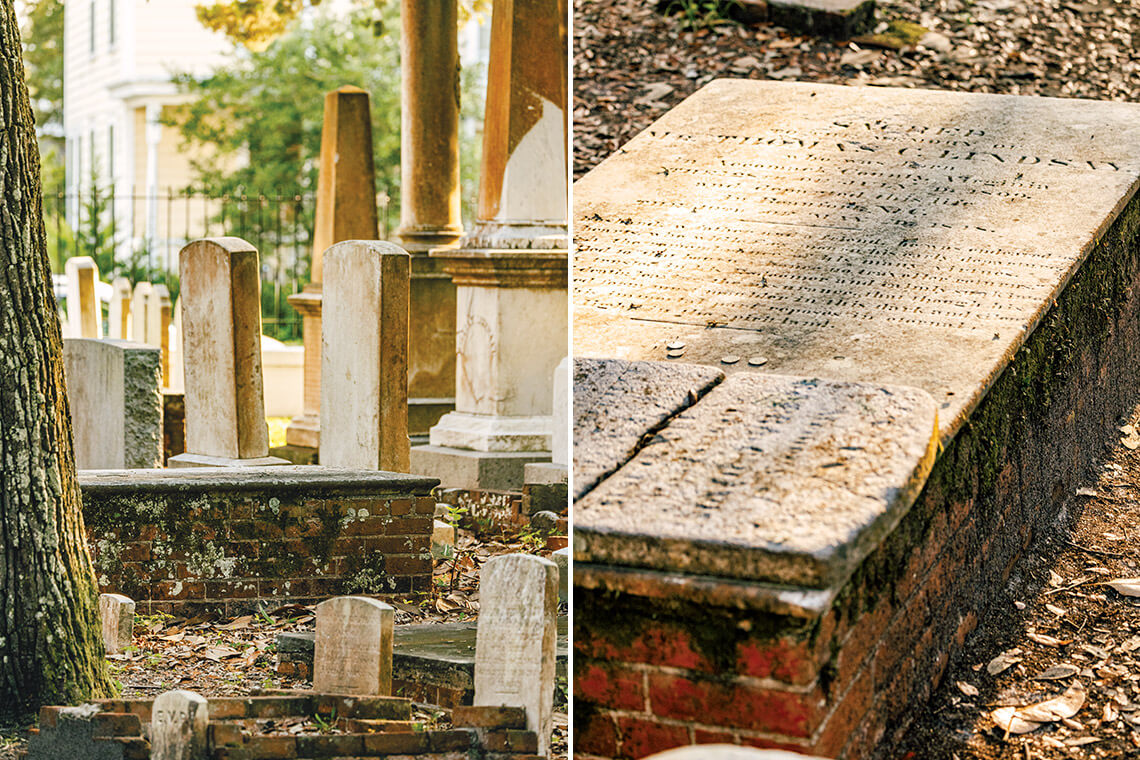 Gravestone at Old Burying Ground, one of the oldest North Carolina cemeteries.