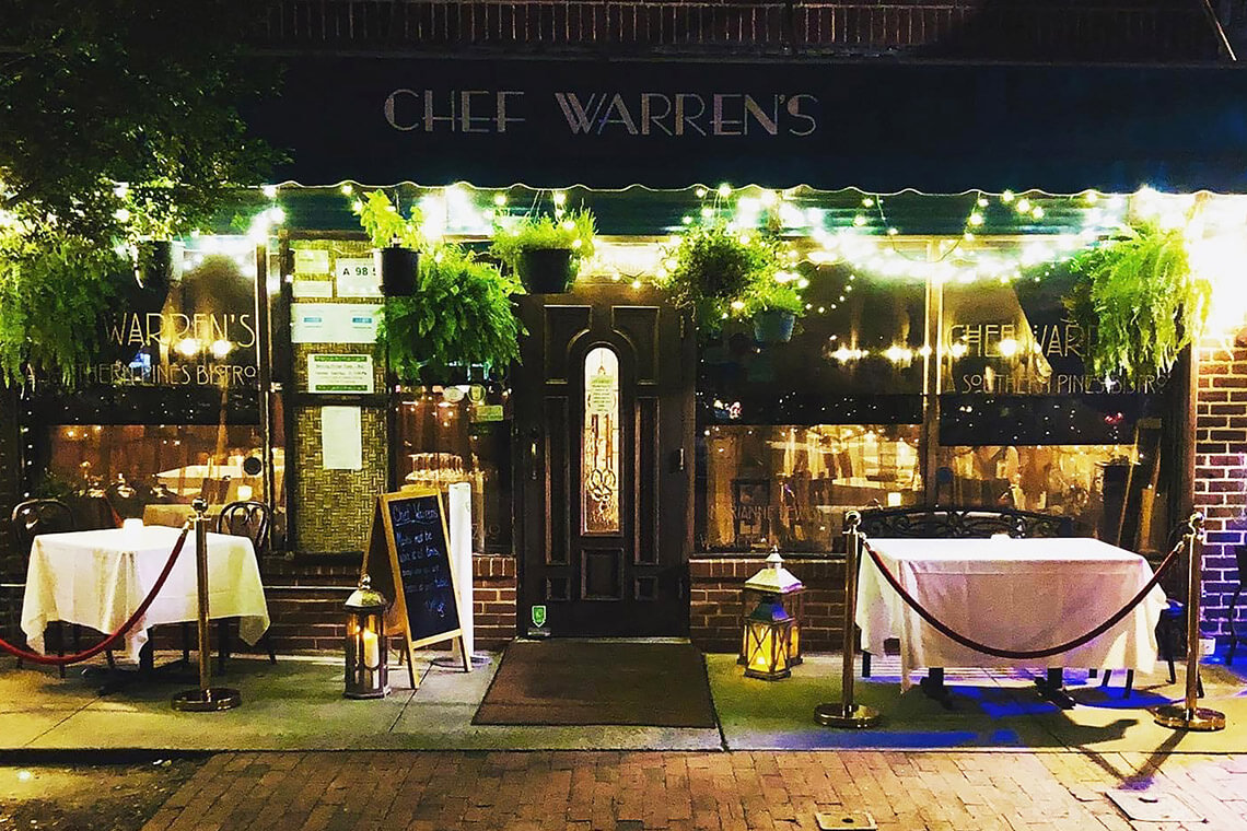 Exterior of Chef Warren's restaurant in Southern Pines.