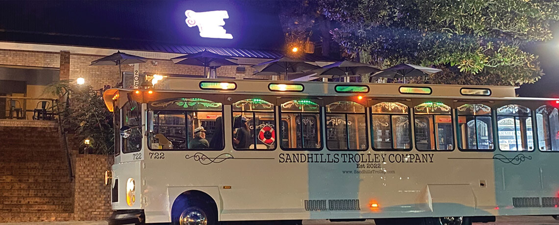 Sandhills Trolley Company converts cars into the Holly Trolley Express during the holidays in Southern Pines.
