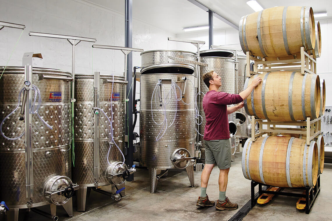 Erik Mitran in the FireClay Cellars production room.