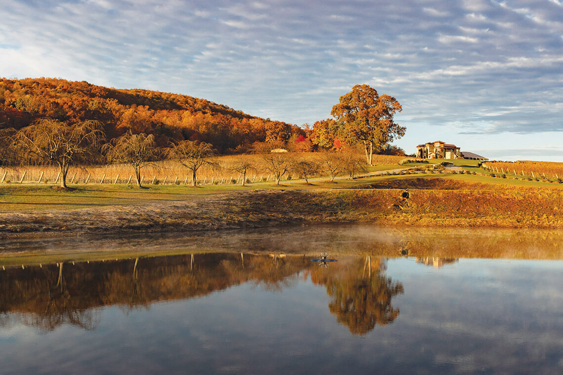 Raffaldini Vineyards overlooks the water, located in the Swan Creek AVA, one of North Carolina's wine regions