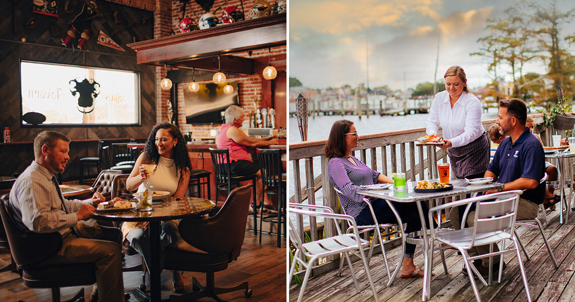 People dine at Tooley's Tavern and Paradiso Roma in Elizabeth City. 