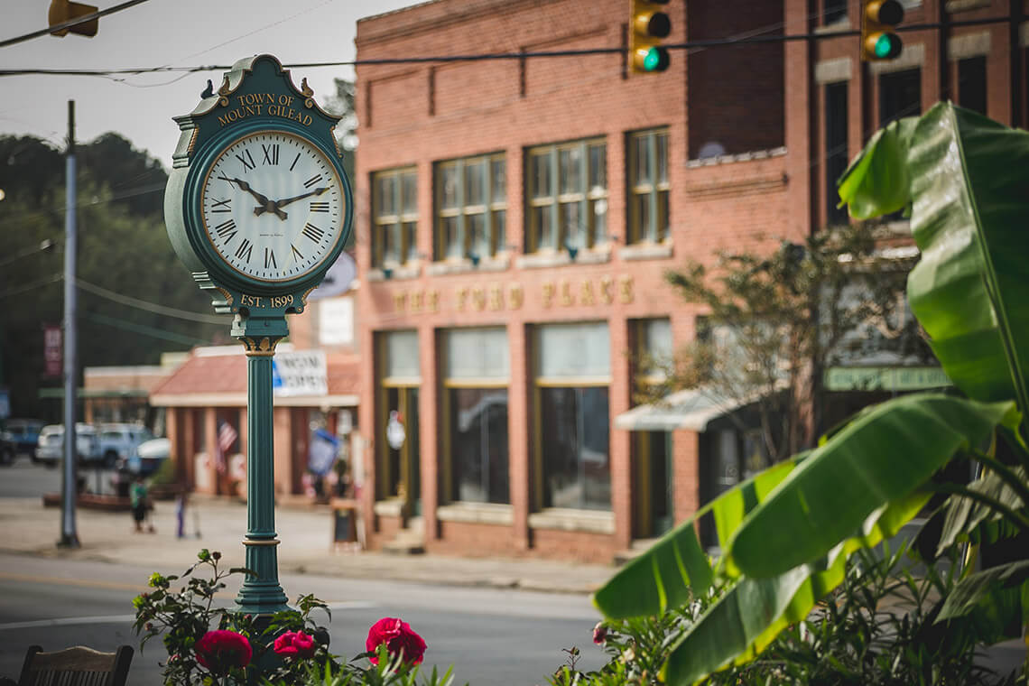 Clock tower in Mt. Gilead, North Carolina