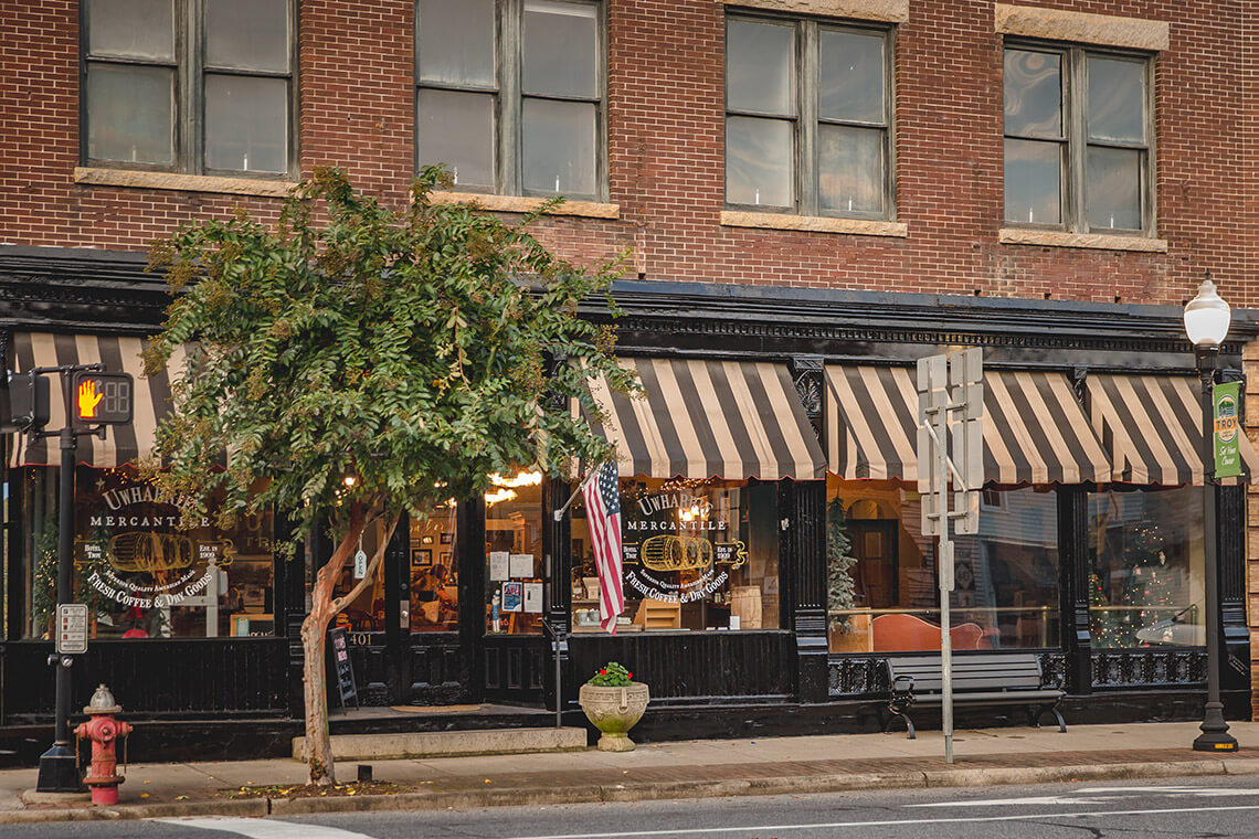 Storefront of Uwharrie Mercantile building.