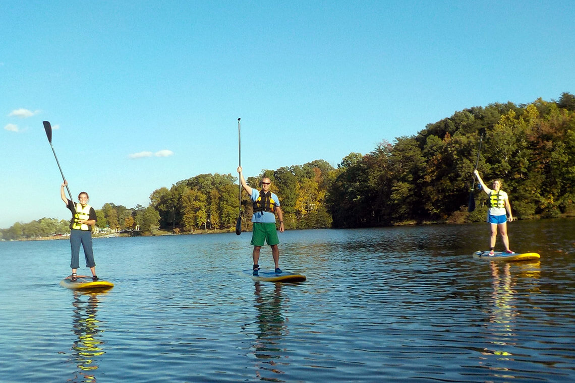 Paddleboarders on Salem Lake