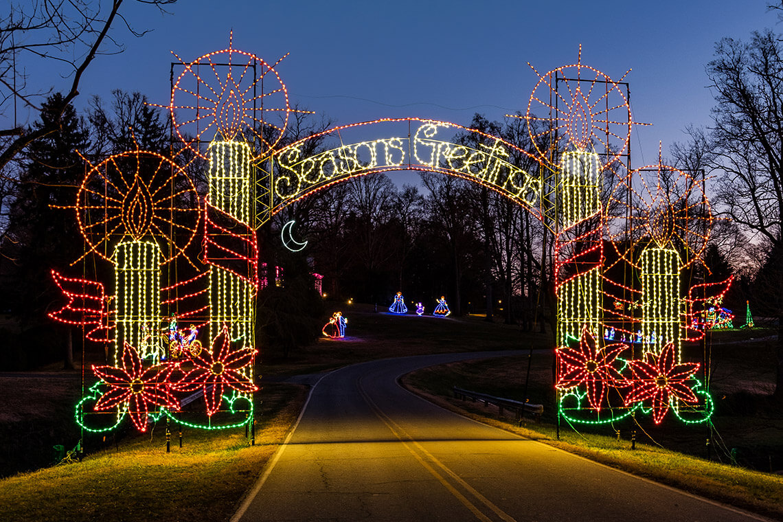 One of the Christmas Winston-Salem events includes checking out the Tanglewood Festival of Lights.