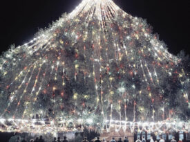 The 75-foot-tall community Christmas tree in Wilmington, NC