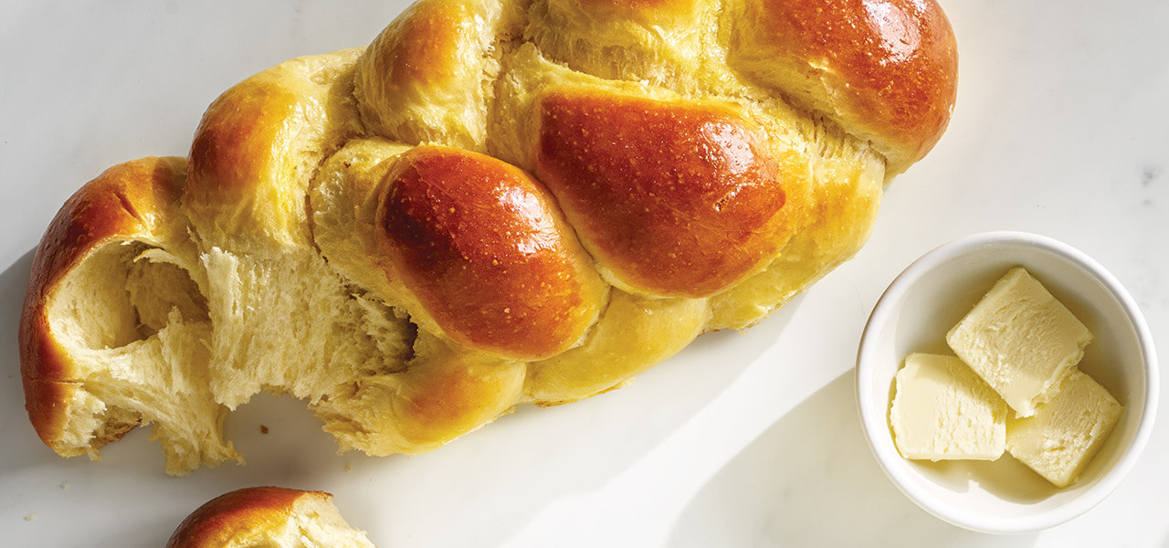 Challah bread with a side of butter