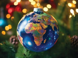 Christmas ornament in the shape of Earth