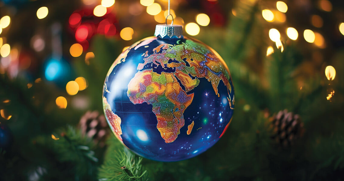 Christmas ornament in the shape of Earth
