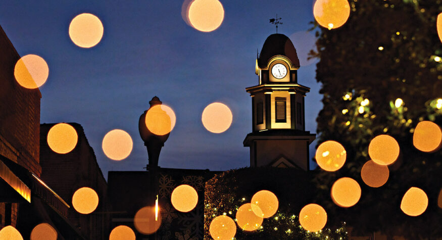 Christmas lights in downtown Pittsboro, NC