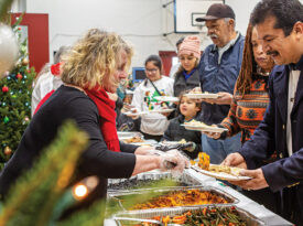 Volunteers and community members come together at the Bounty of Bethlehem buffet
