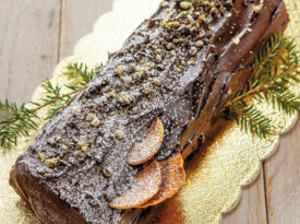 Buche de Noel or Yule log cake from OWL Bakery in Asheville