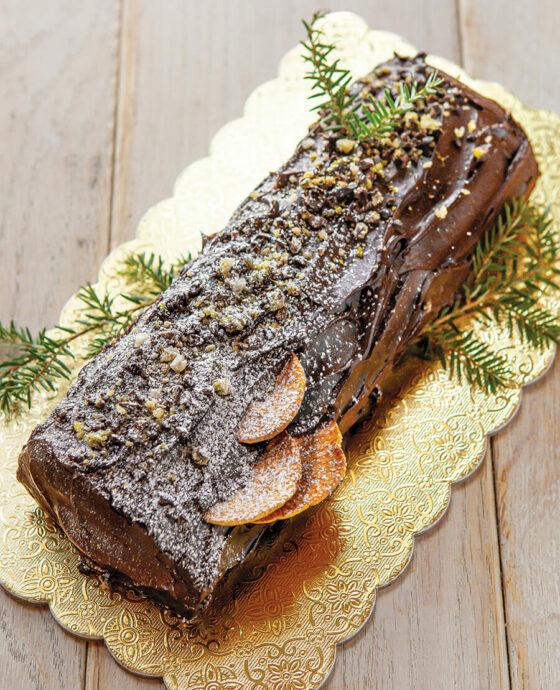 Buche de Noel or Yule log cake from OWL Bakery in Asheville