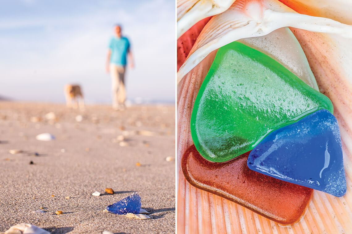 Sea glass on the beach